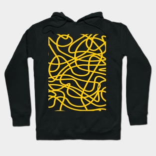 Yellow random abstract doodle lines pattern design Hoodie